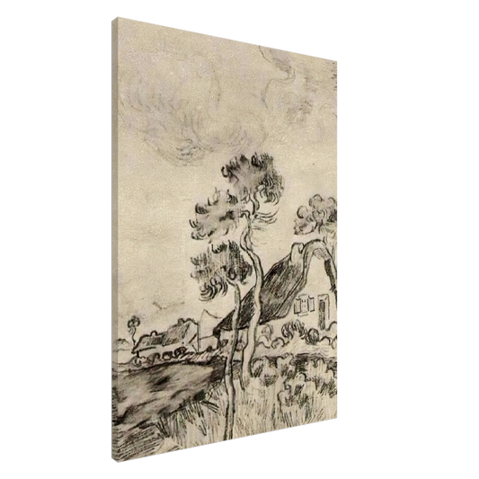 Vincent van Gogh - Cottages and Trees Canvas - 20x30 cm / 8x12 inches-canvas