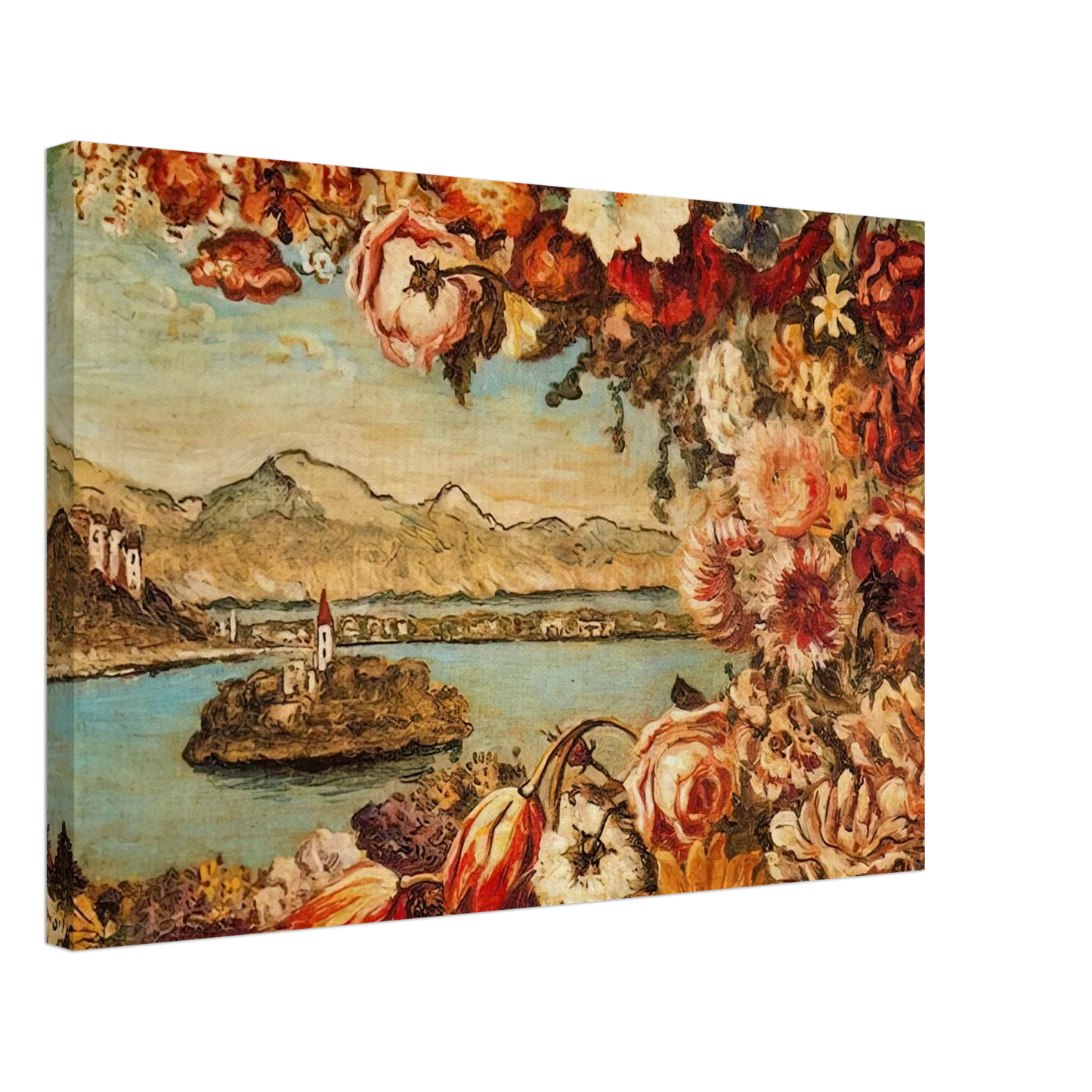 Giorgio de Chirico - ISLAND AND FLOWER GARLAND Canvas - 70x100 cm / 28x40 inches-canvas