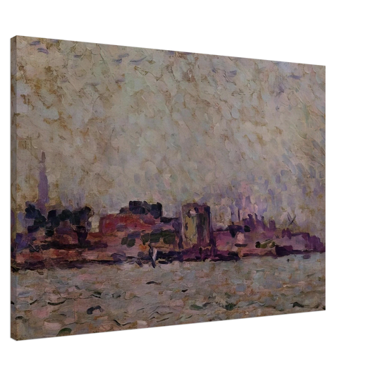 Theo van Rysselberghe - MORNING FOG OVER THE PORT OF VEER HOLLAND 1906 Canvas - 20x30 cm / 8x12 inches-canvas