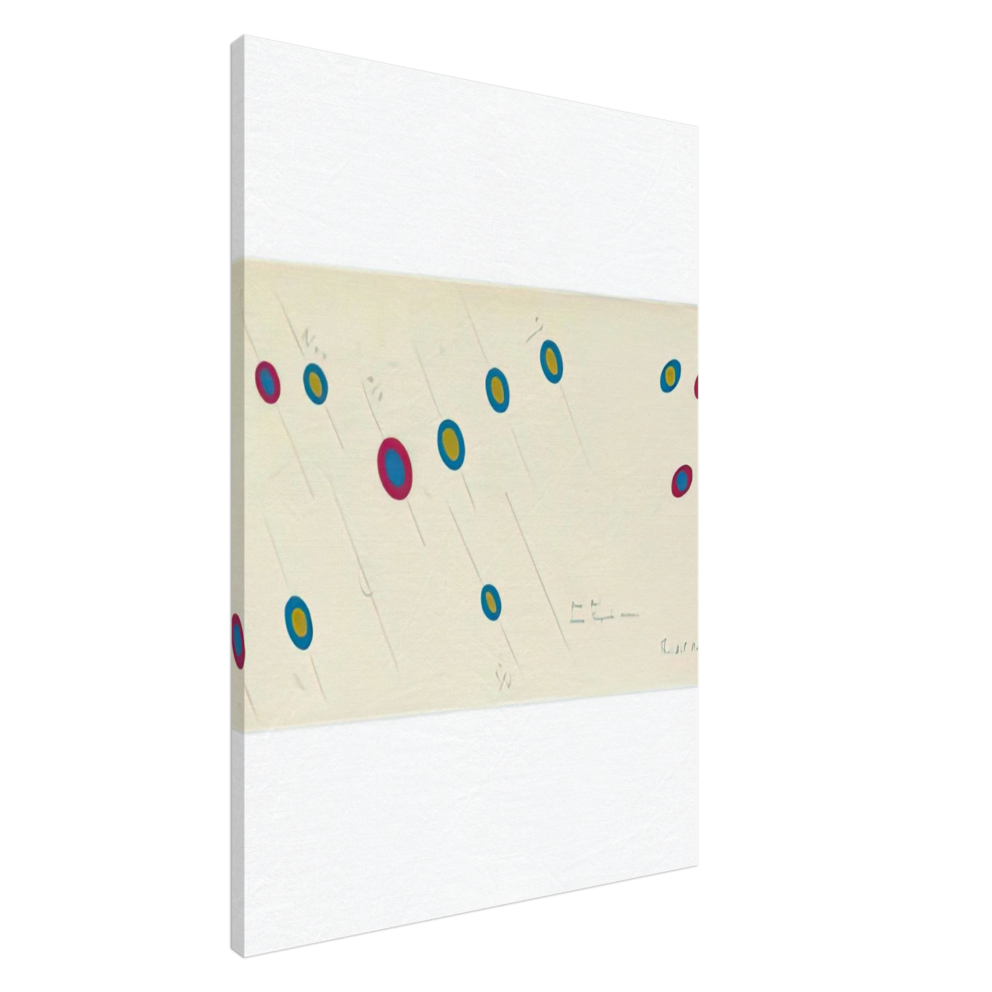 Bridget Riley - OVAL AXIS CERISE TURQUOISE OCHRE 1970 Canvas - 20x30 cm / 8x12 inches-canvas