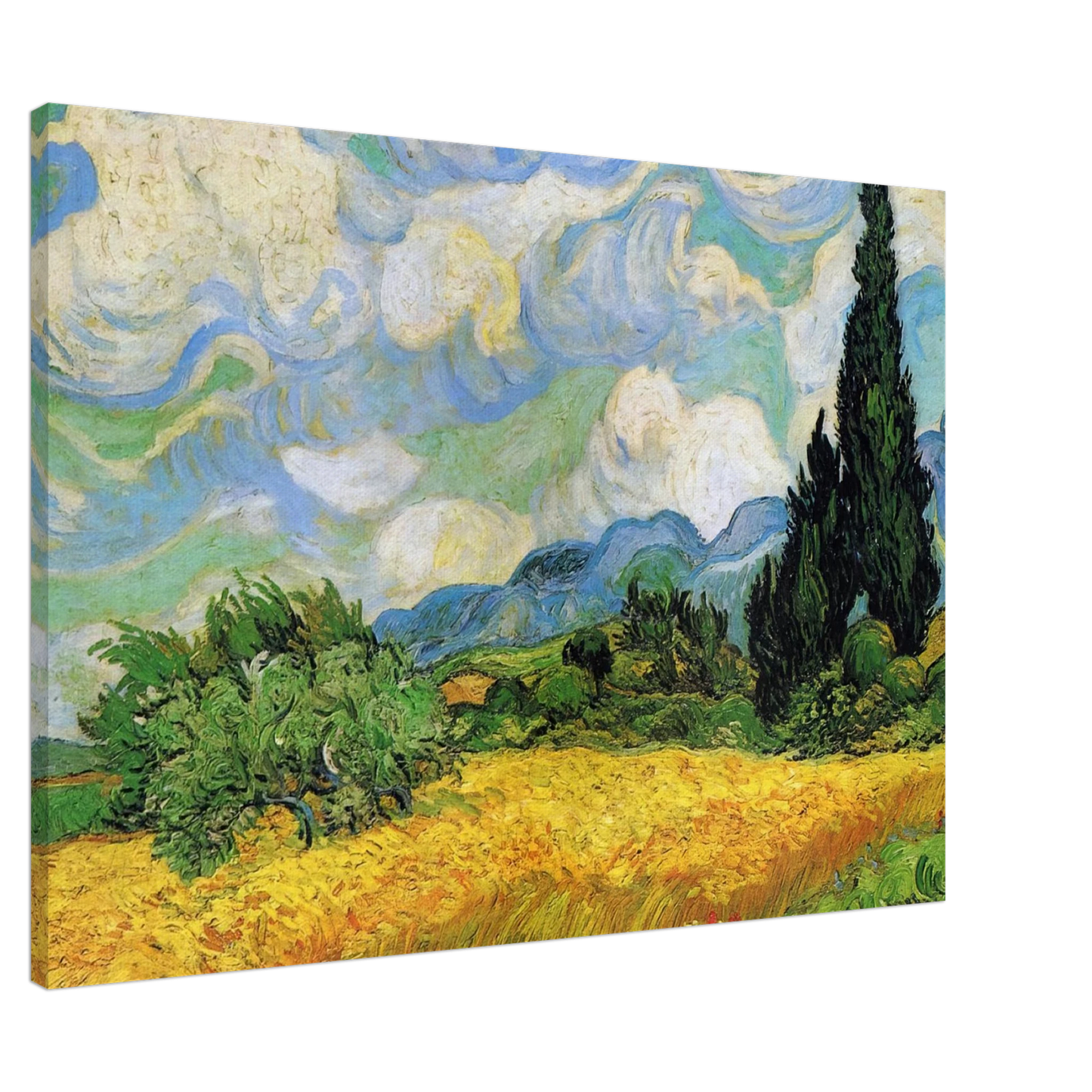 Vincent van Gogh - Wheat Field with Cypresses at the Haude Galline near Eygalieres Canvas - 20x30 cm / 8x12 inches-canvas