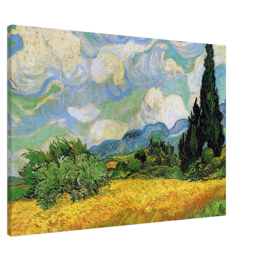 Vincent van Gogh - Wheat Field with Cypresses at the Haude Galline near Eygalieres Canvas - 20x30 cm / 8x12 inches-canvas