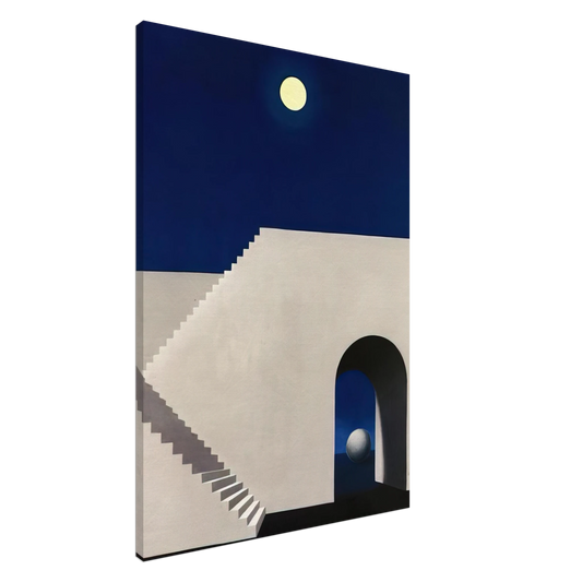 Rene Magritte - ARCHITECTURE AU CLAIR DE LUNE 1956 Canvas - 20x30 cm / 8x12 inches-canvas