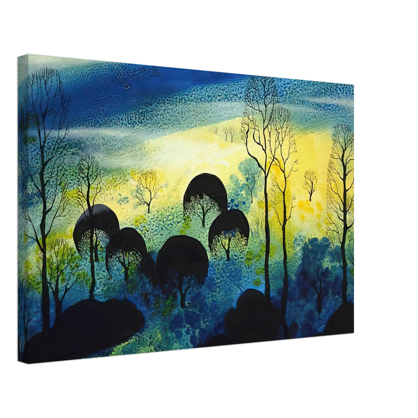 Eyvind Earle - Pastures Through the Fog Canvas - 70x100 cm / 28x40 inches-canvas