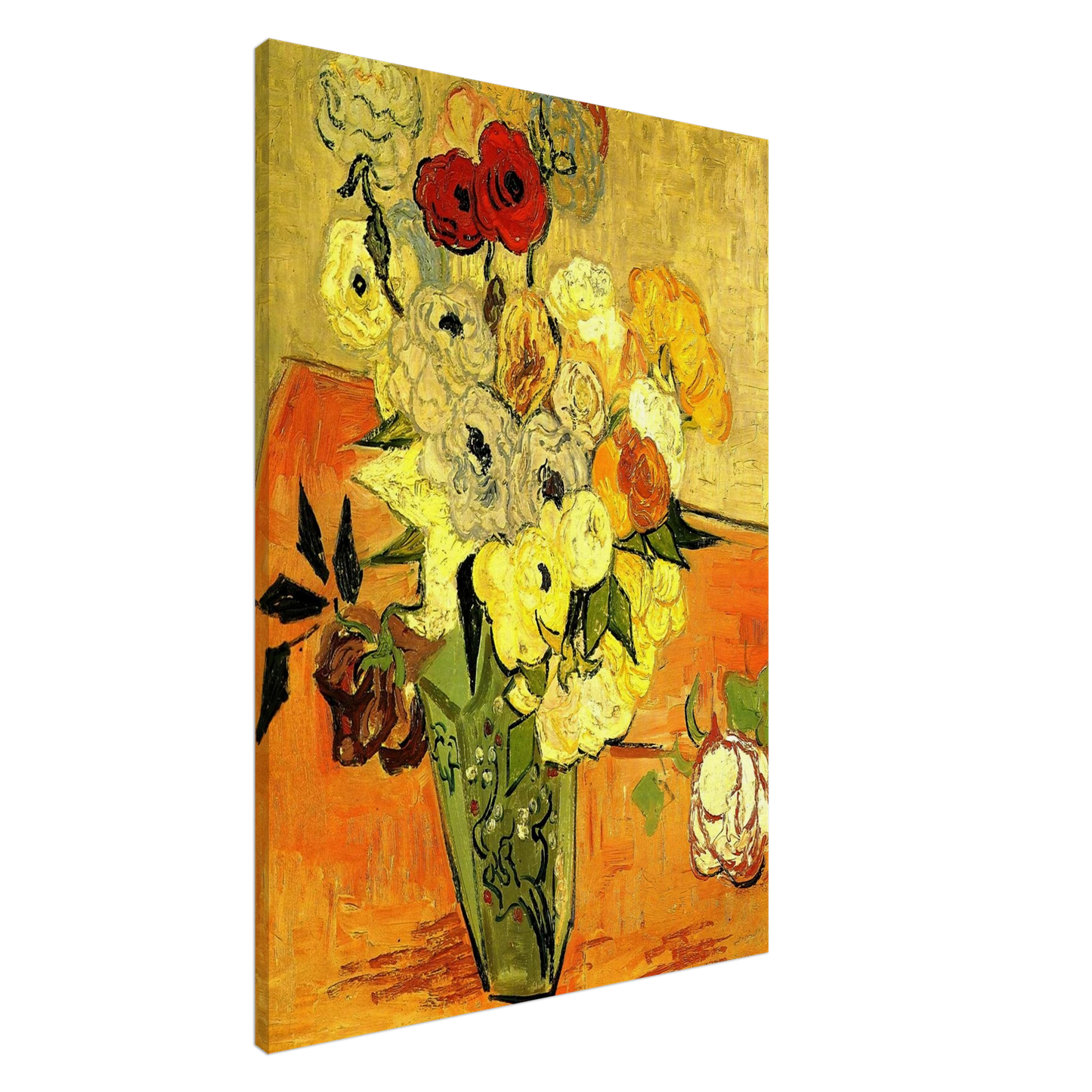 Vincent van Gogh - Japanese Vase with Roses and Anemones Canvas - 20x30 cm / 8x12 inches-canvas