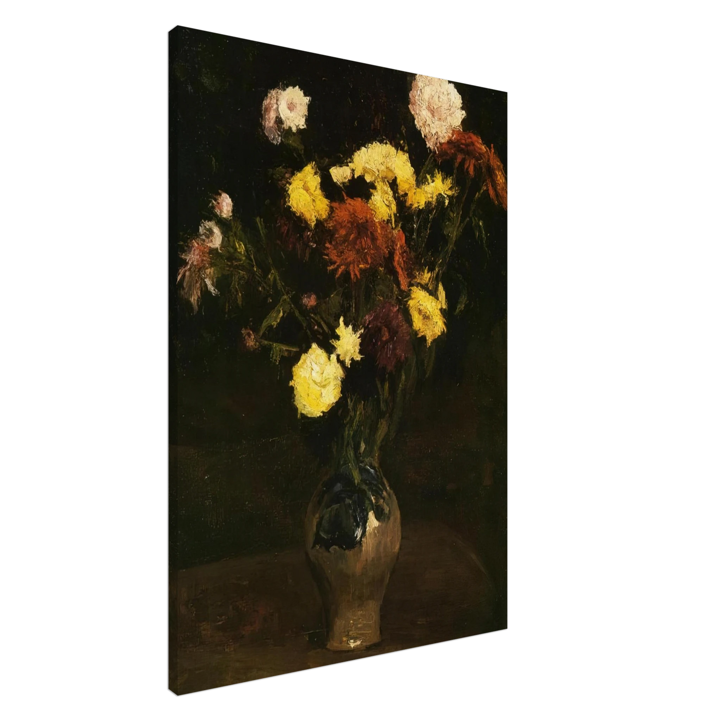 Vincent van Gogh - Basket of Carnations and Zinnias Canvas - 20x30 cm / 8x12 inches-canvas