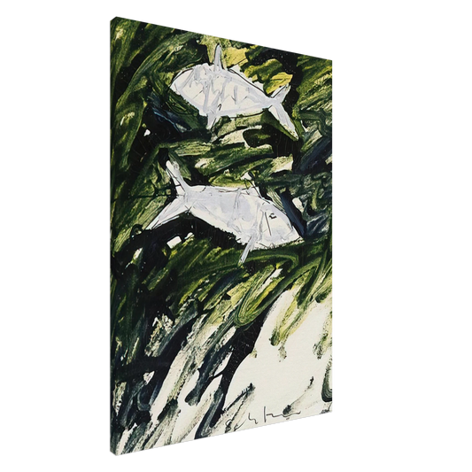 Mario Schifano - Pesci - 1982 Canvas - 20x30 cm / 8x12 inches-canvas