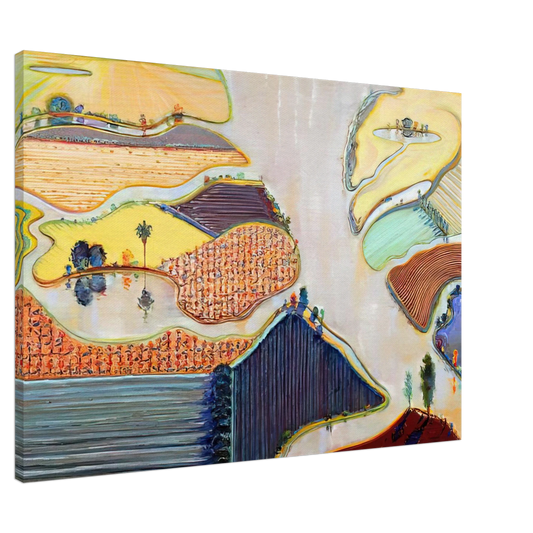 Wayne Thiebaud - Delta Farms - 1996 Canvas - 20x30 cm / 8x12 inches-canvas