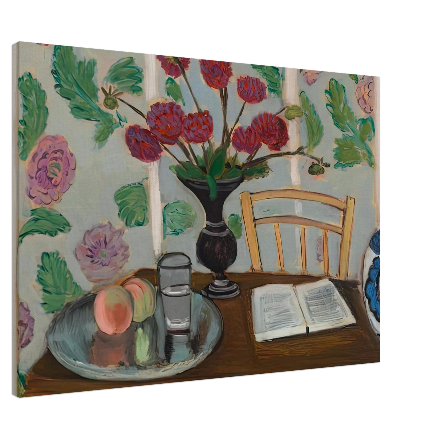 Henri Matisse - STILL LIFE BOUQUET OF DAHLIAS AND WHITE BOOK 1923 Canvas - 20x30 cm / 8x12 inches-canvas