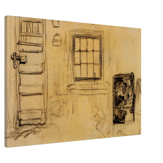 Vincent van Gogh - Studies of the Interior of a Cottage, and a Sketch of The Potato Eaters Canvas - 20x30 cm / 8x12 inches-canvas