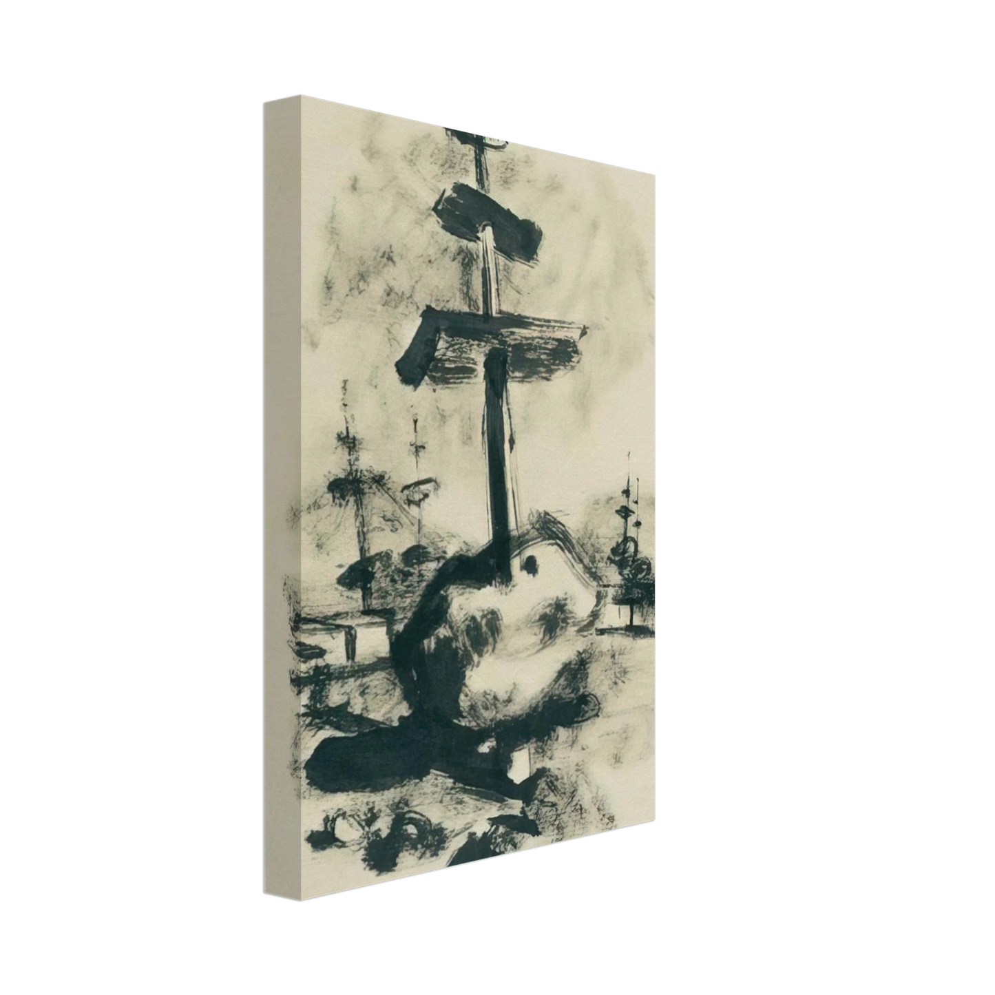 Julius Bissier - Come un monumento asiatico - 1936 Canvas - 40x60 cm / 16x24 inches-canvas