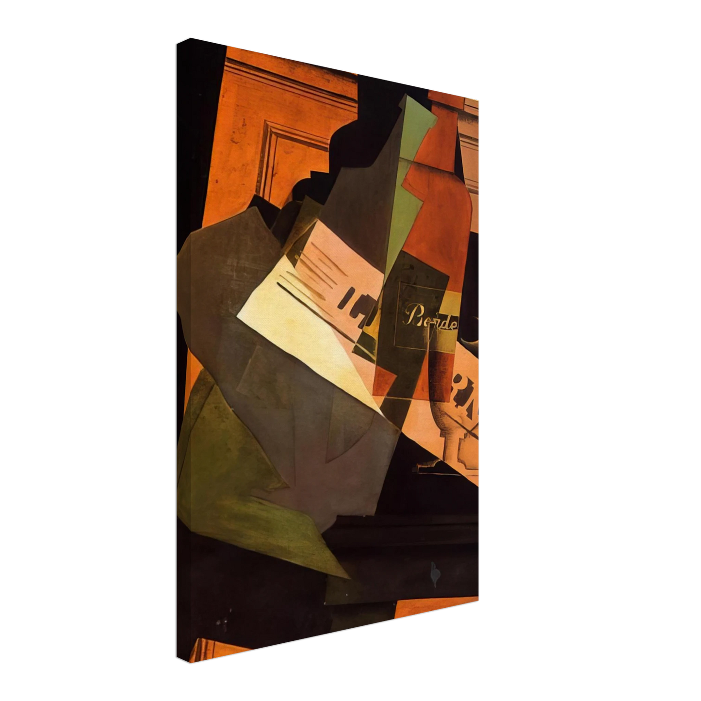 Juan Gris - BOTTLE GLASS AND NEWSPAPER Canvas - 40x60 cm / 16x24 inches-canvas