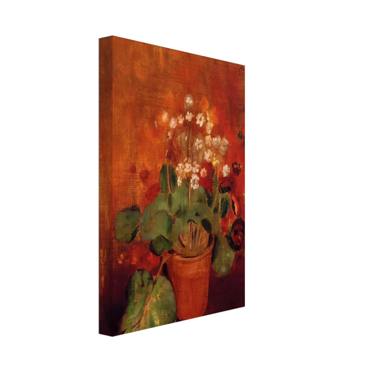 Odilon Redon - FLOWERS IN A POT ON A RED BACKGROUND Canvas - 70x100 cm / 28x40 inches-canvas