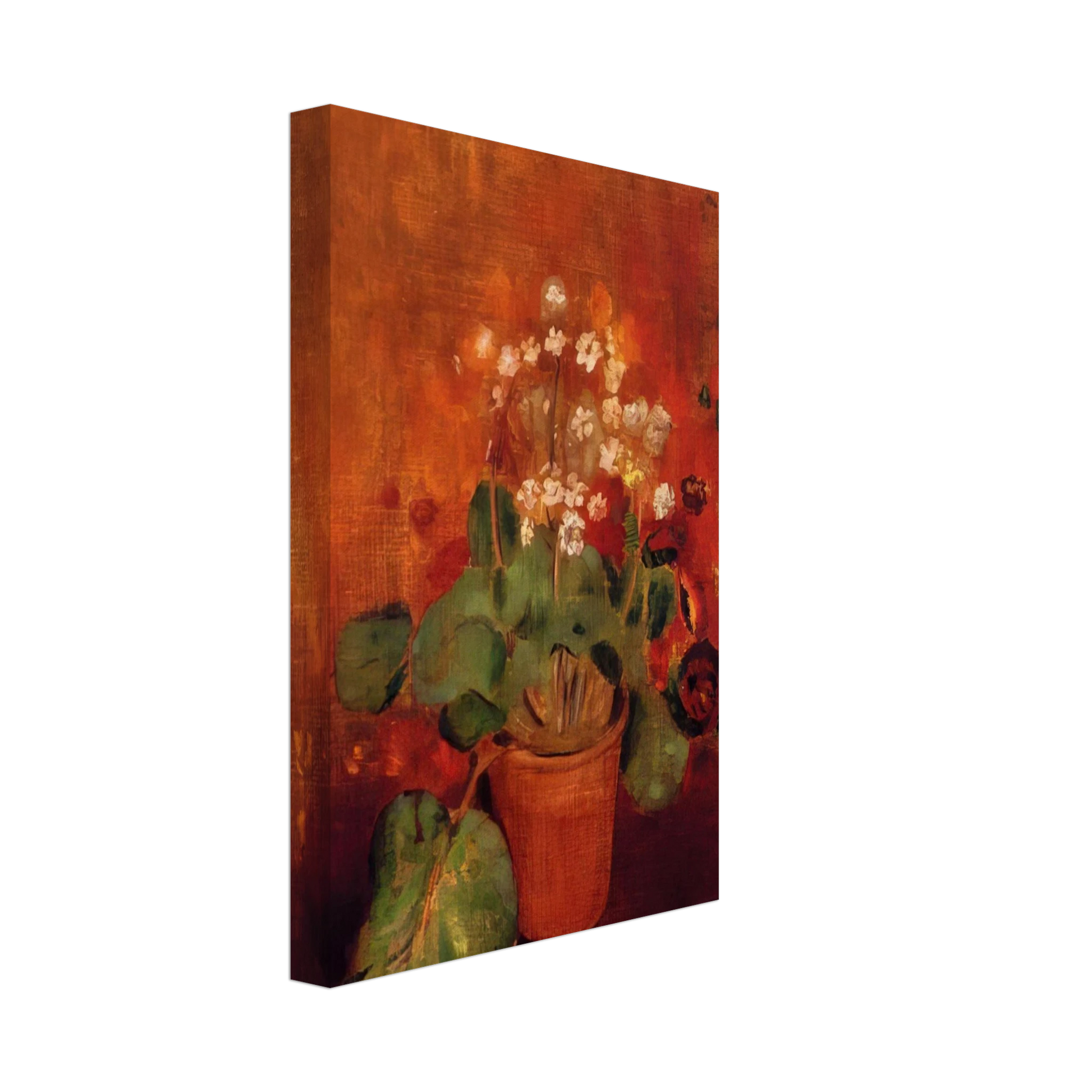 Odilon Redon - FLOWERS IN A POT ON A RED BACKGROUND Canvas - 70x100 cm / 28x40 inches-canvas