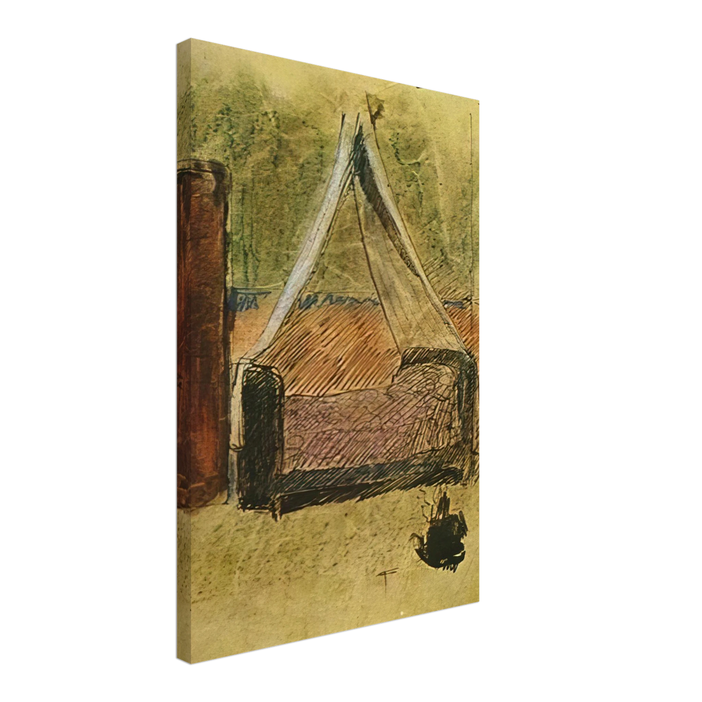 Pablo Picasso - Bed with mosquito nets Canvas - 40x60 cm / 16x24 inches-canvas