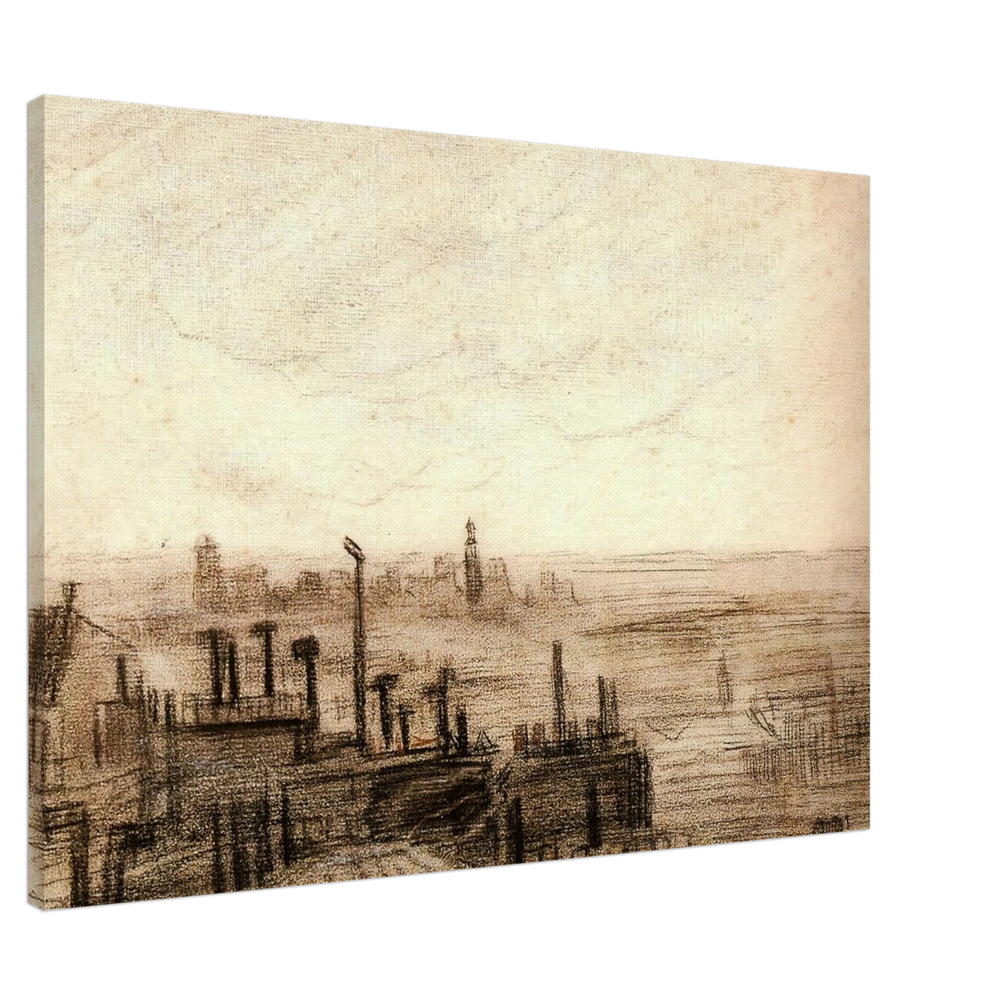 Vincent van Gogh - View of Paris, with the Hotel de Ville and the Tour-Saint-Jacques Canvas - 20x30 cm / 8x12 inches-canvas