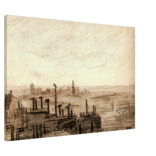 Vincent van Gogh - View of Paris, with the Hotel de Ville and the Tour-Saint-Jacques Canvas - 20x30 cm / 8x12 inches-canvas
