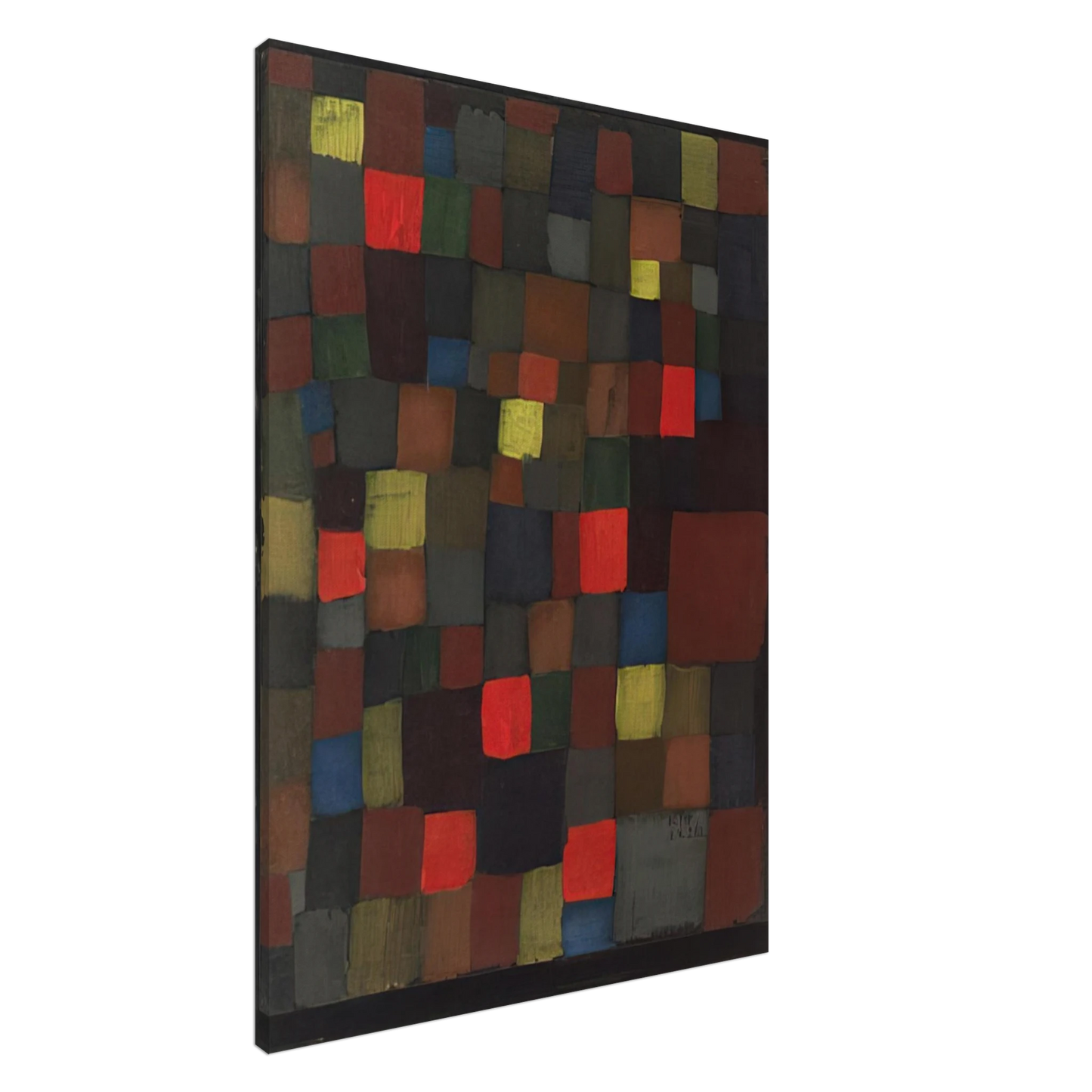 Paul Klee - ABSTRACT COLOUR HARMONY IN SQUARES WITH VERMILLION ACCENTS 1924 Canvas - 20x30 cm / 8x12 inches-canvas