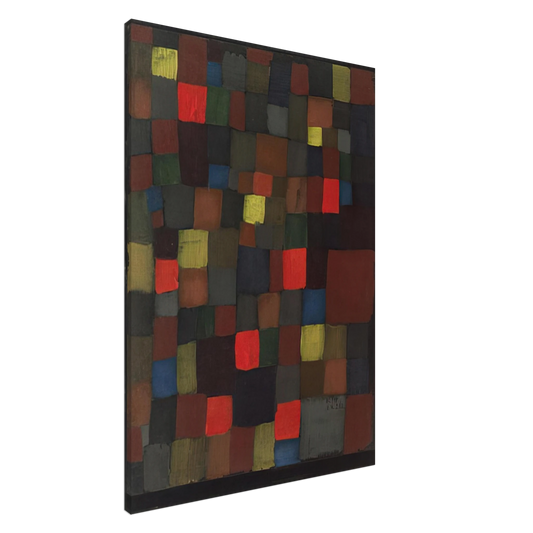 Paul Klee - ABSTRACT COLOUR HARMONY IN SQUARES WITH VERMILLION ACCENTS 1924 Canvas - 20x30 cm / 8x12 inches-canvas