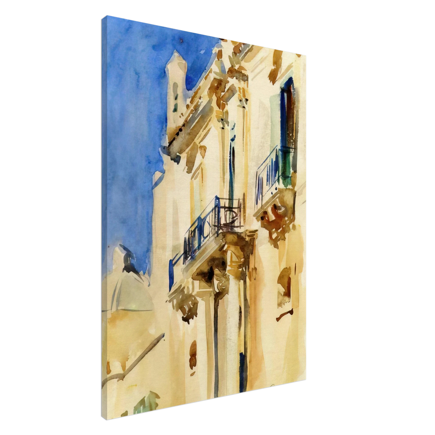 John Singer Sargent - Facade of a Palazzo, Girgente, Sicily Canvas - 20x30 cm / 8x12 inches-canvas