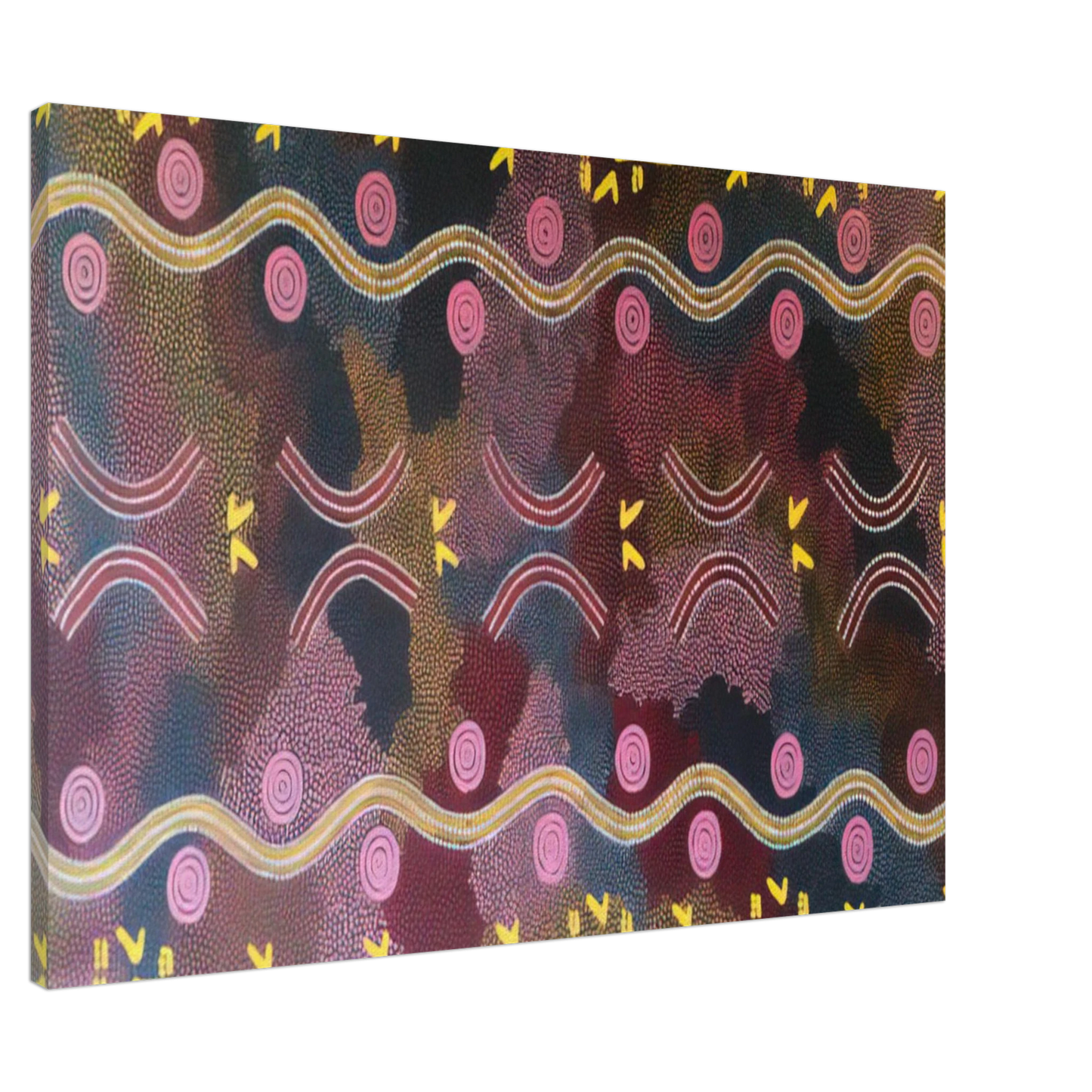 Clifford Possum Tjapaltjarri - Possum  Rock Wallaby Dreaming, Napperby - 1990 Canvas - 20x30 cm / 8x12 inches-canvas
