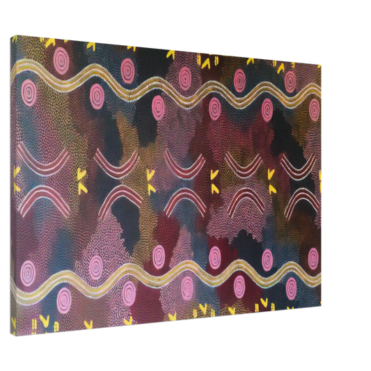Clifford Possum Tjapaltjarri - Possum  Rock Wallaby Dreaming, Napperby - 1990 Canvas - 20x30 cm / 8x12 inches-canvas