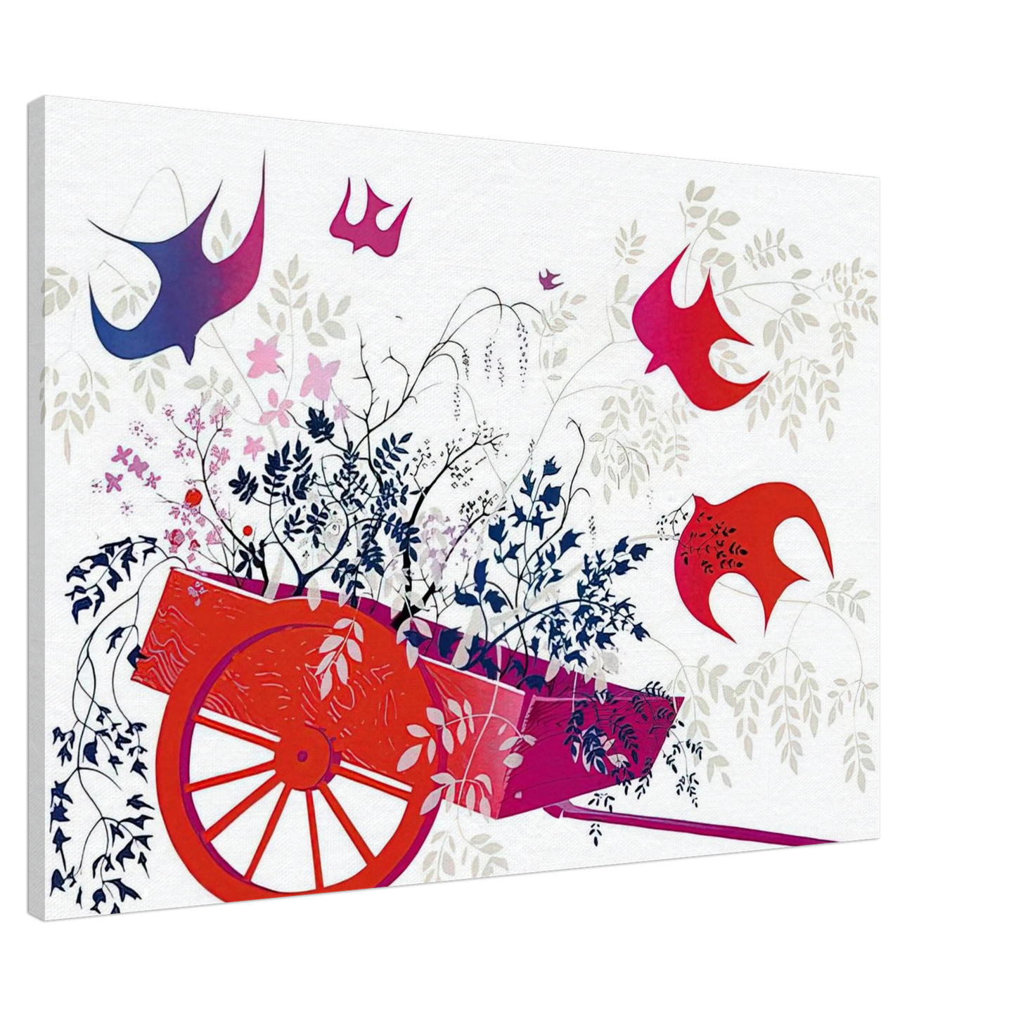 Eyvind Earle - Red Wagon & Foliage Canvas - 20x30 cm / 8x12 inches-canvas