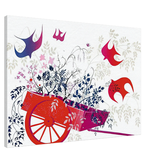 Eyvind Earle - Red Wagon & Foliage Canvas - 20x30 cm / 8x12 inches-canvas
