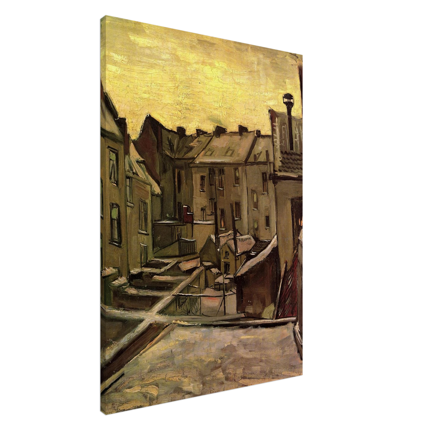 Vincent van Gogh - Backyards of Old Houses in Antwerp in the Snow Canvas - 20x30 cm / 8x12 inches-canvas