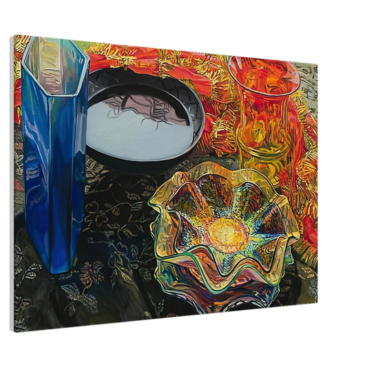 Janet Fish - BLACK BOWL RED SCARF 2007 Canvas - 20x30 cm / 8x12 inches-canvas