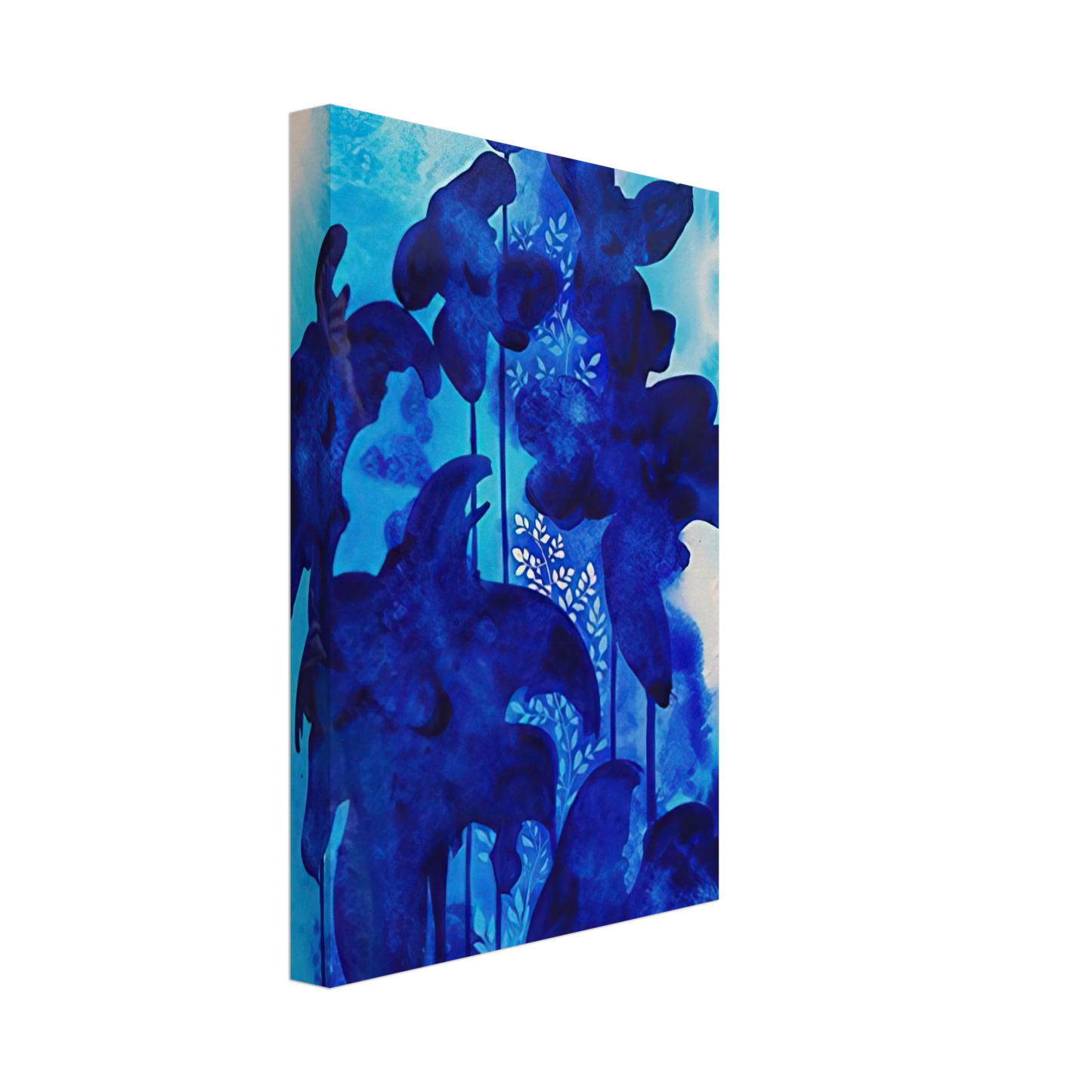 Eyvind Earle - Blue Floral Canvas - 40x60 cm / 16x24 inches-canvas