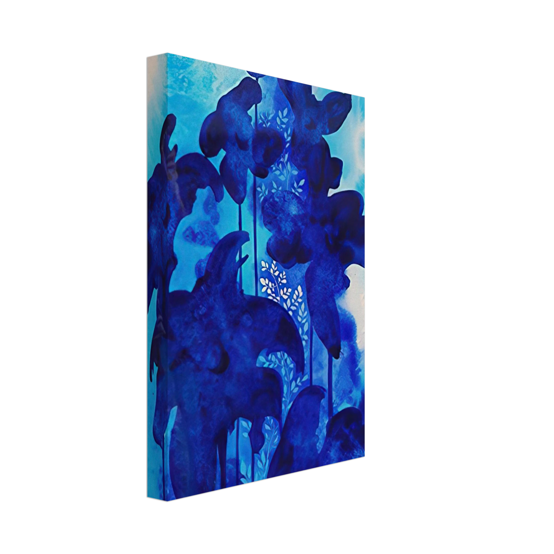 Eyvind Earle - Blue Floral Canvas - 40x60 cm / 16x24 inches-canvas
