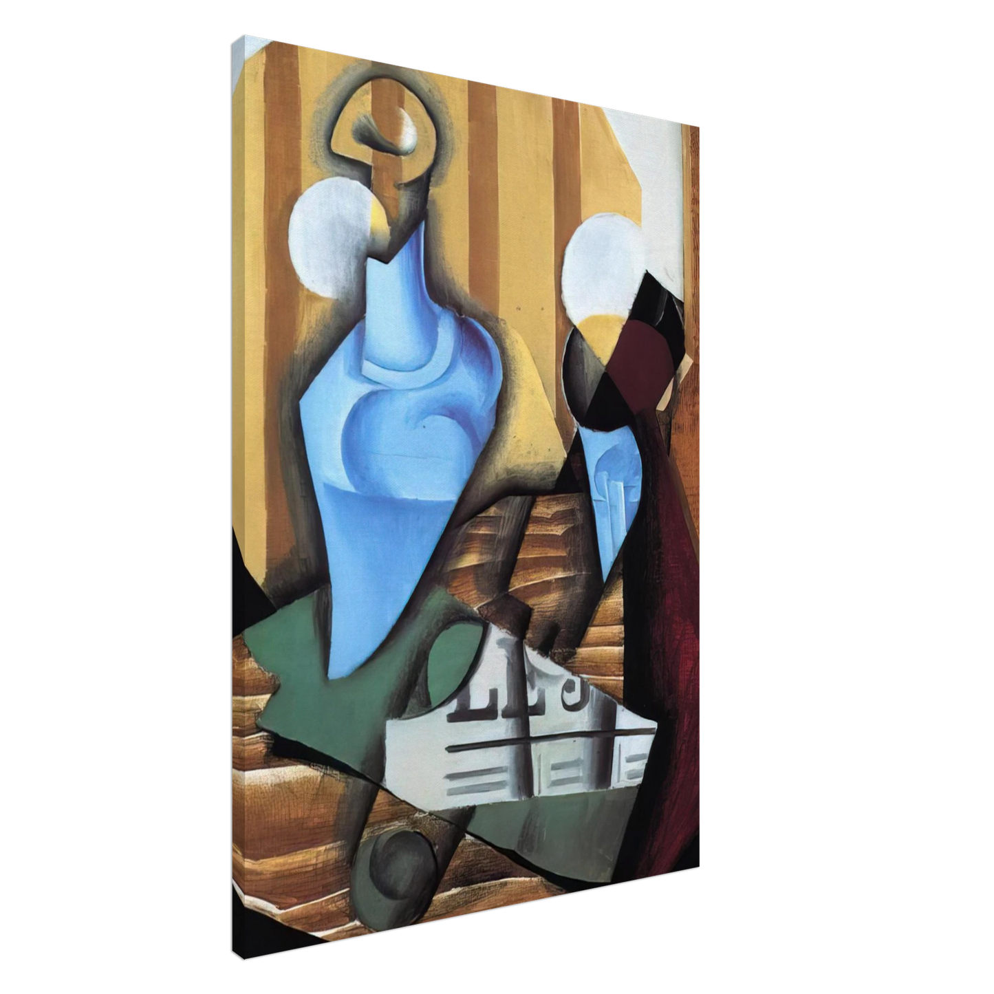 Juan Gris - STILL LIFE WITH BOTTLE AND GLASS 1914 Canvas - 20x30 cm / 8x12 inches-canvas