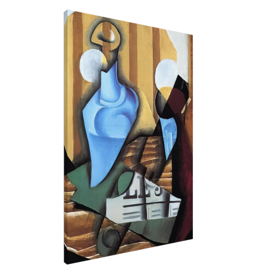 Juan Gris - STILL LIFE WITH BOTTLE AND GLASS 1914 Canvas - 20x30 cm / 8x12 inches-canvas