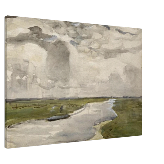 Piet Mondrian - Meandering Landscape with River Canvas - 20x30 cm / 8x12 inches-canvas