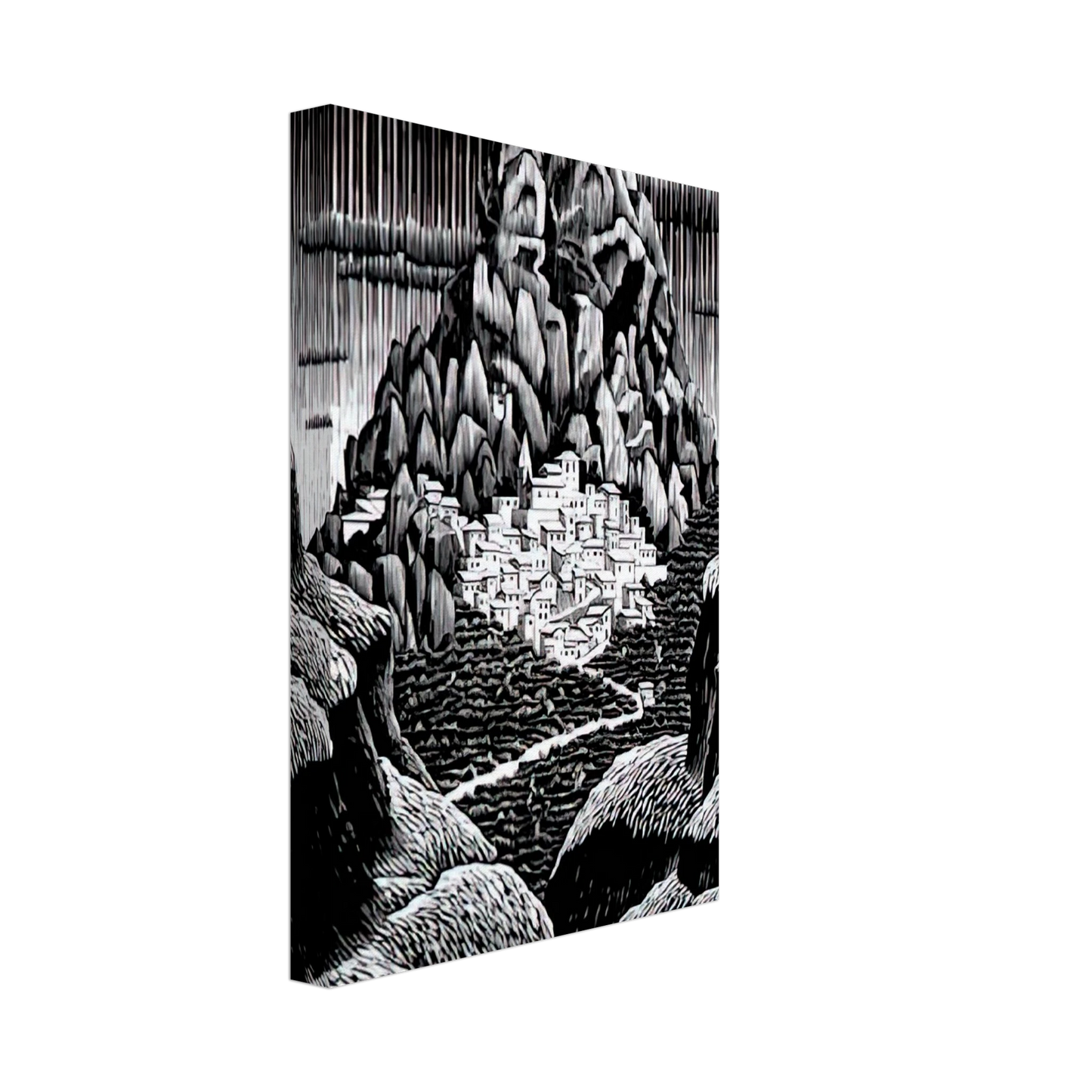 MC Escher - PENTEDATTIO CALABRIA JANUARY 1930 1930 Canvas - 40x60 cm / 16x24 inches-canvas