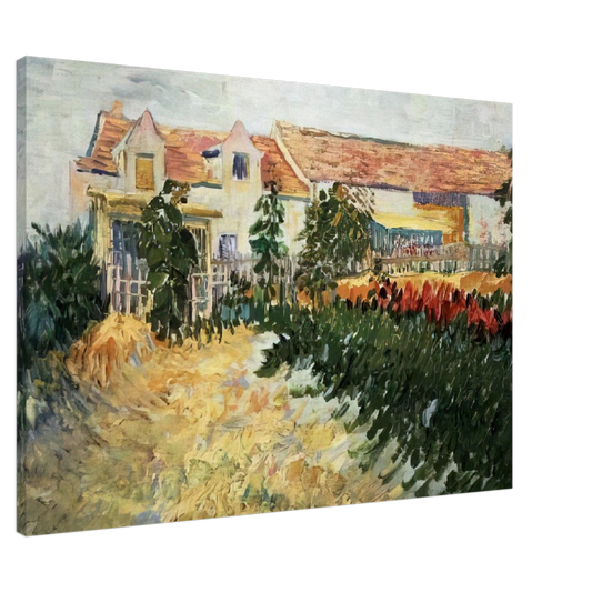 Vincent van Gogh - House with sunflowers Canvas - 20x30 cm / 8x12 inches-canvas