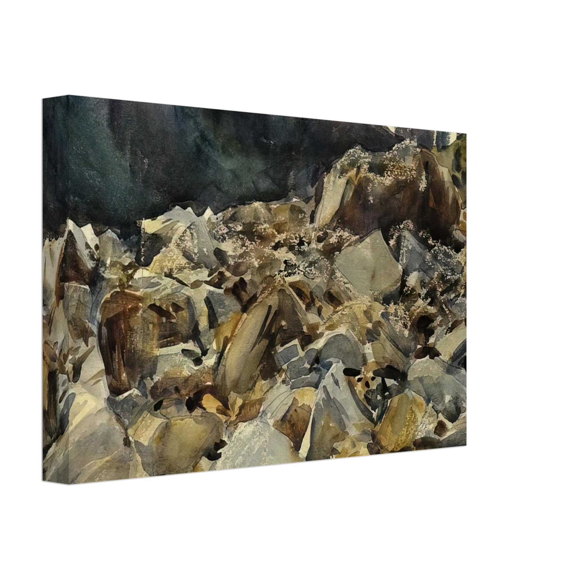 John Singer Sargent - Purtud, Alpine Scene and Boulders Canvas - 40x60 cm / 16x24 inches-canvas