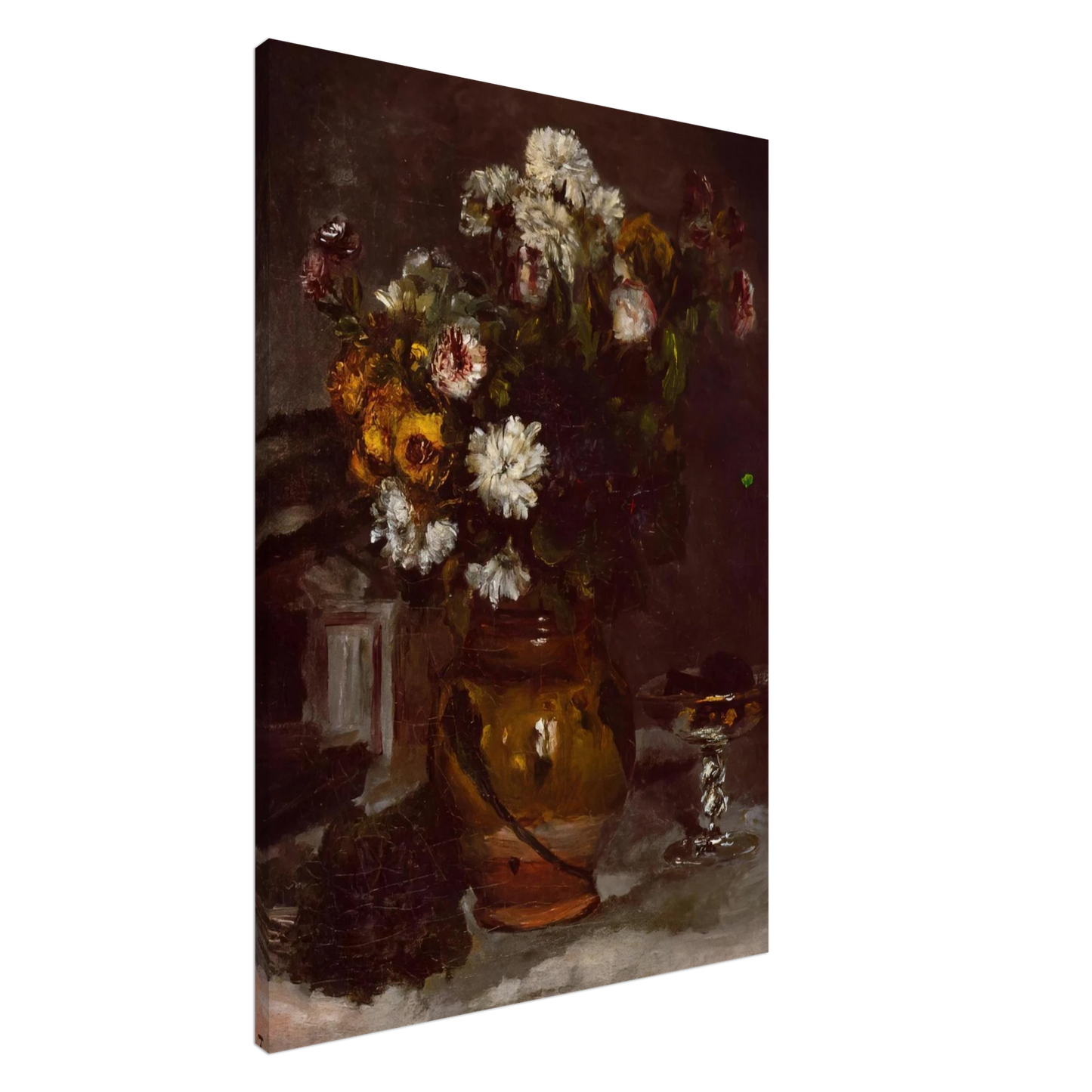 Pierre-Auguste Renoir - Flowers in a Vase and a Glass of Champagne Canvas - 20x30 cm / 8x12 inches-canvas