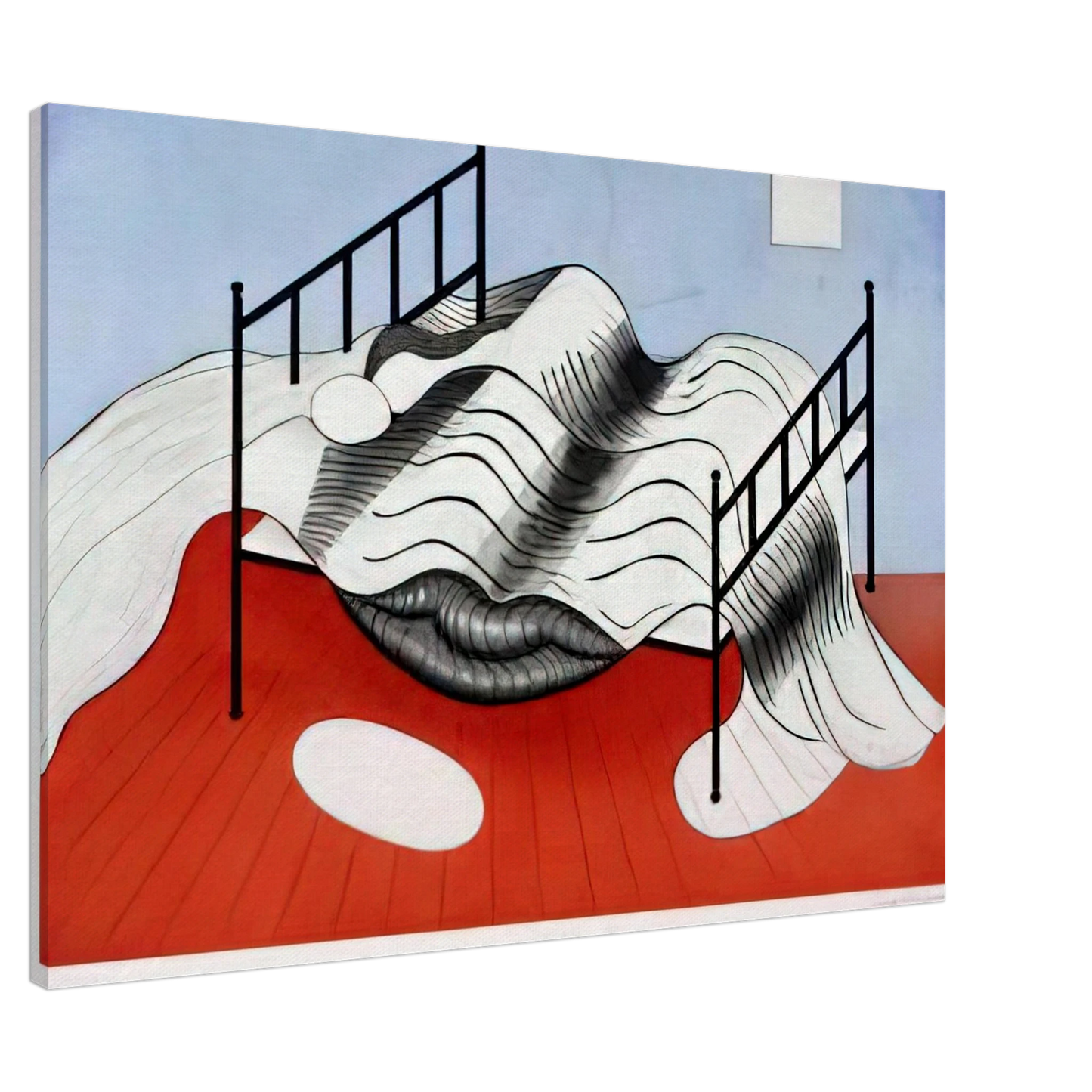 Louise Bourgeois - THE BIG BED WITH QUILT 1997 Canvas - 20x30 cm / 8x12 inches-canvas