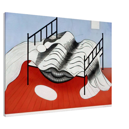 Louise Bourgeois - THE BIG BED WITH QUILT 1997 Canvas - 20x30 cm / 8x12 inches-canvas