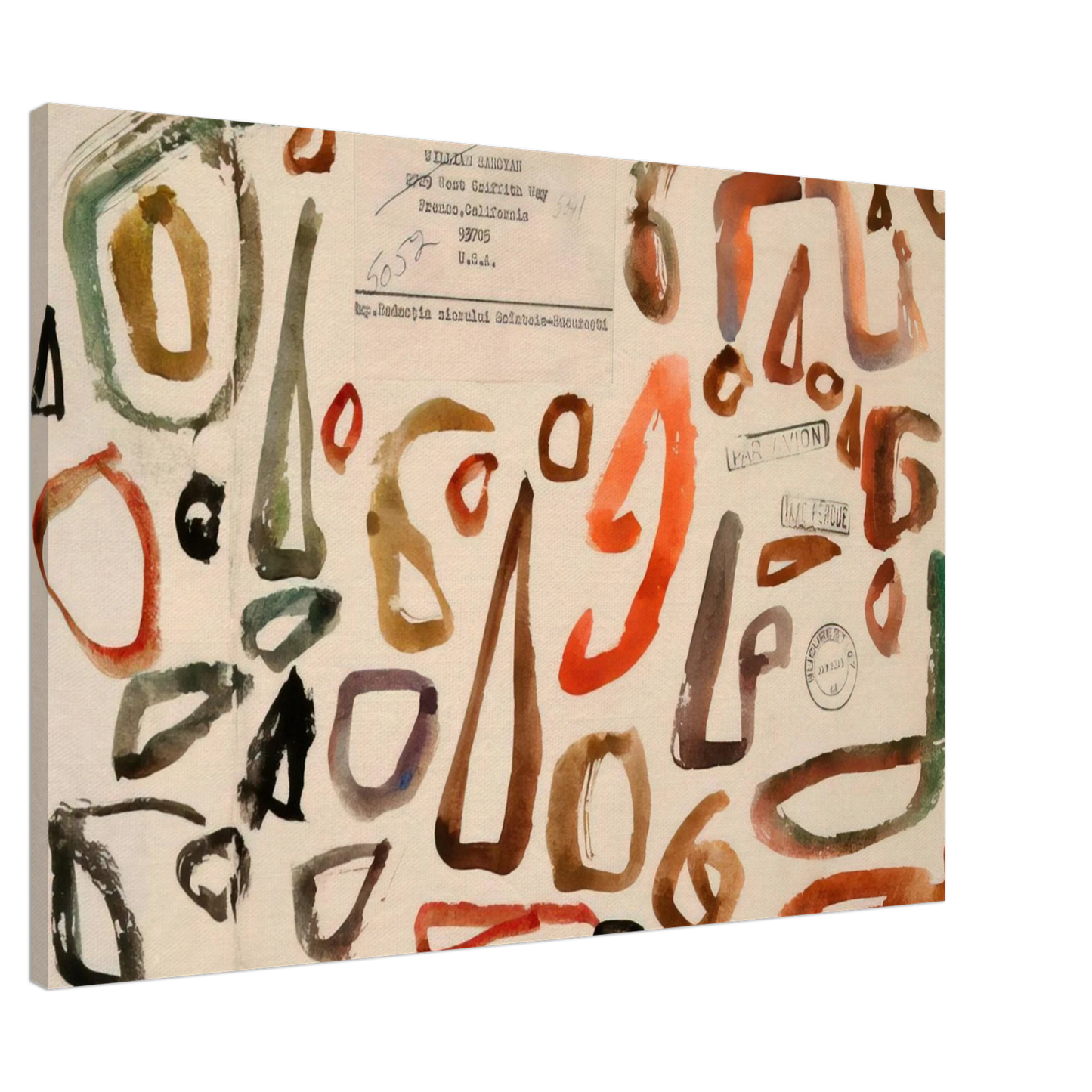 William Saroyan - # 1 October 3 1972 - 1972 Canvas - 20x30 cm / 8x12 inches-canvas