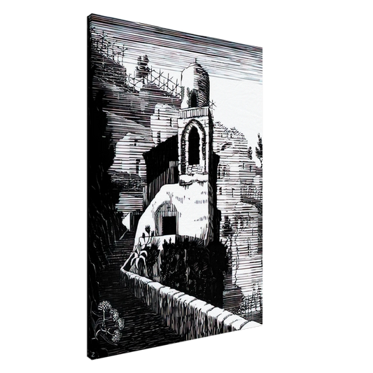 MC Escher - SAN GIOVANNI RAVELLO FEBRUARY 1932 1932 Canvas - 20x30 cm / 8x12 inches-canvas