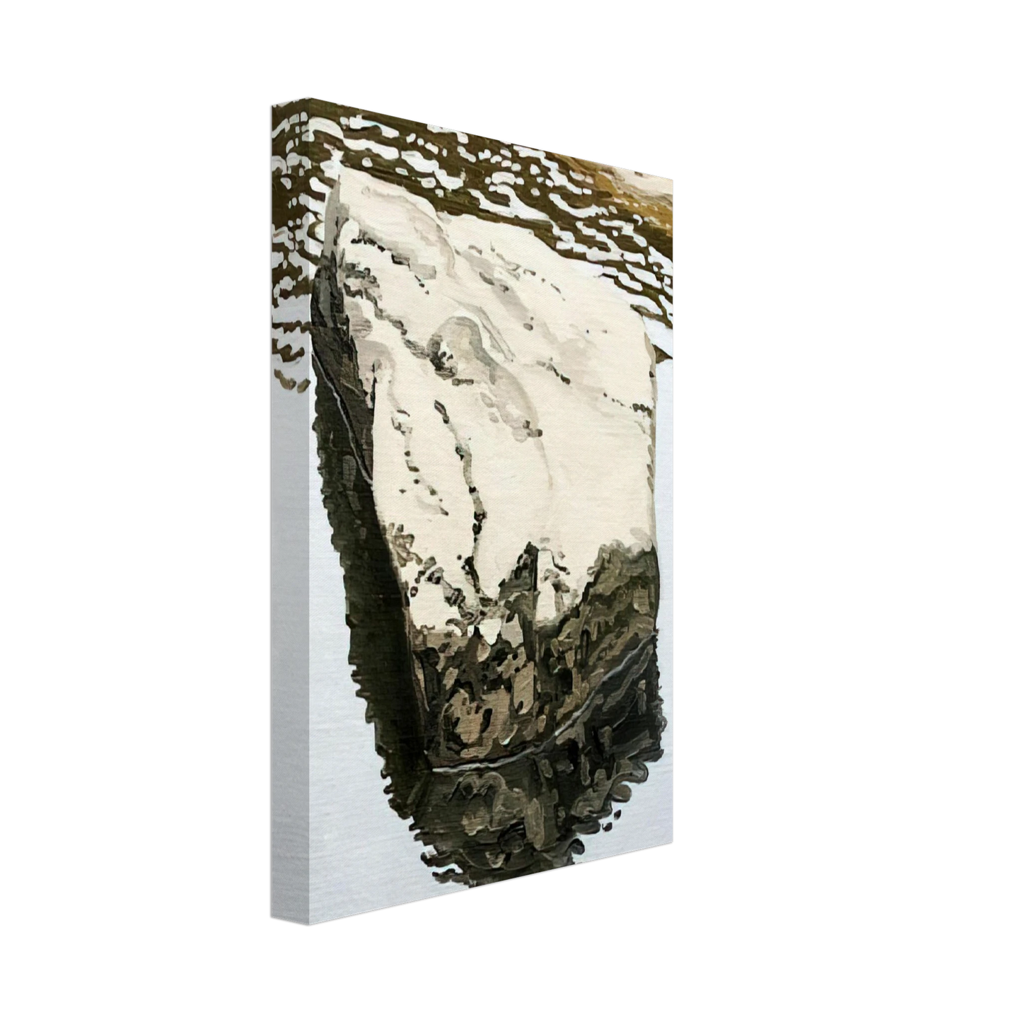 Neil Welliver - Study for Flat Boulder Reflected - 1986 Canvas - 40x60 cm / 16x24 inches-canvas