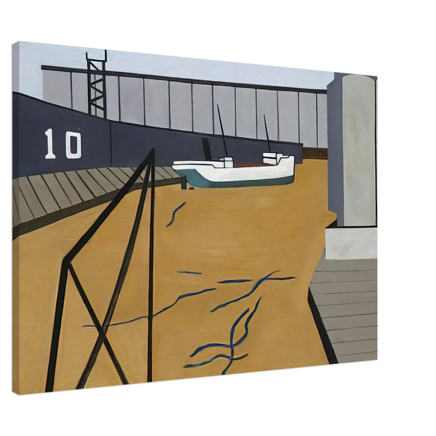 Ralston Crawford - Boat and Grain Elevators - 1942 Canvas - 20x30 cm / 8x12 inches-canvas