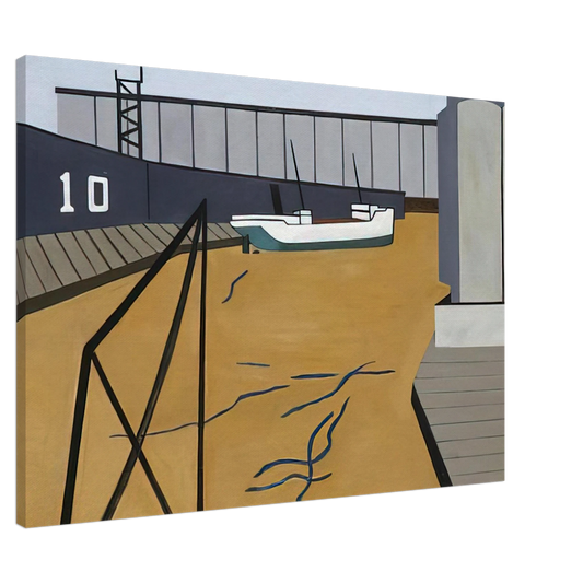 Ralston Crawford - Boat and Grain Elevators - 1942 Canvas - 20x30 cm / 8x12 inches-canvas