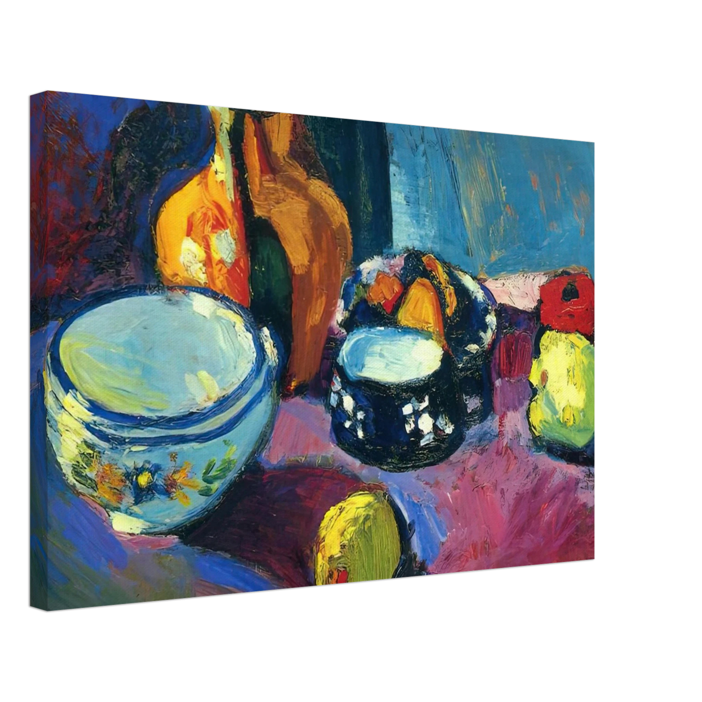 Henri Matisse - DISHES AND FRUIT ON A RED AND BLACK CARPET 1901 Canvas - 70x100 cm / 28x40 inches-canvas
