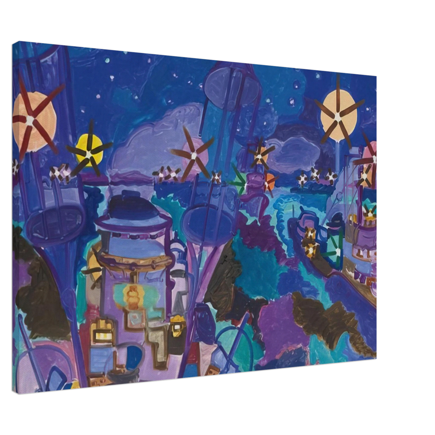 Charles Lapicque - ManÅ“uvres de nuit - 1958 Canvas - 20x30 cm / 8x12 inches-canvas