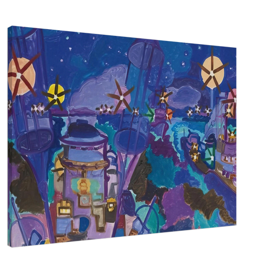 Charles Lapicque - ManÅ“uvres de nuit - 1958 Canvas - 20x30 cm / 8x12 inches-canvas