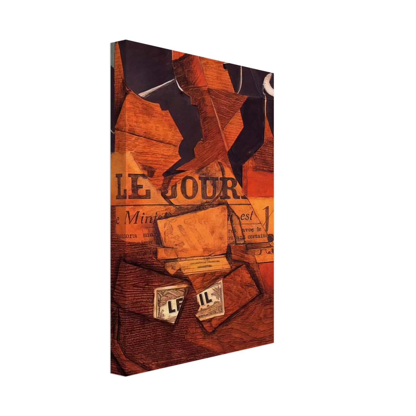 Juan Gris - TOBACCO NEWSPAPER AND BOTTLE OF WINE 1914 Canvas - 40x60 cm / 16x24 inches-canvas